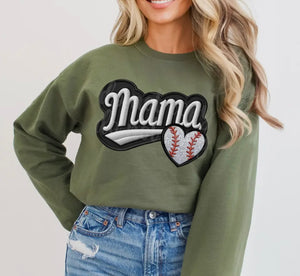 Mama Baseball Heart Graphic Sweatshirt