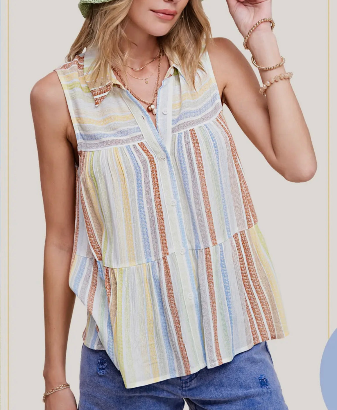 Ray Color Stripe Sleeveless Top