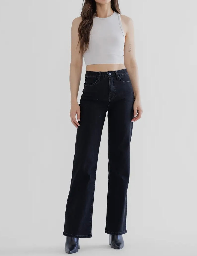 Mica High Rise Ink Black Wide Leg Jean