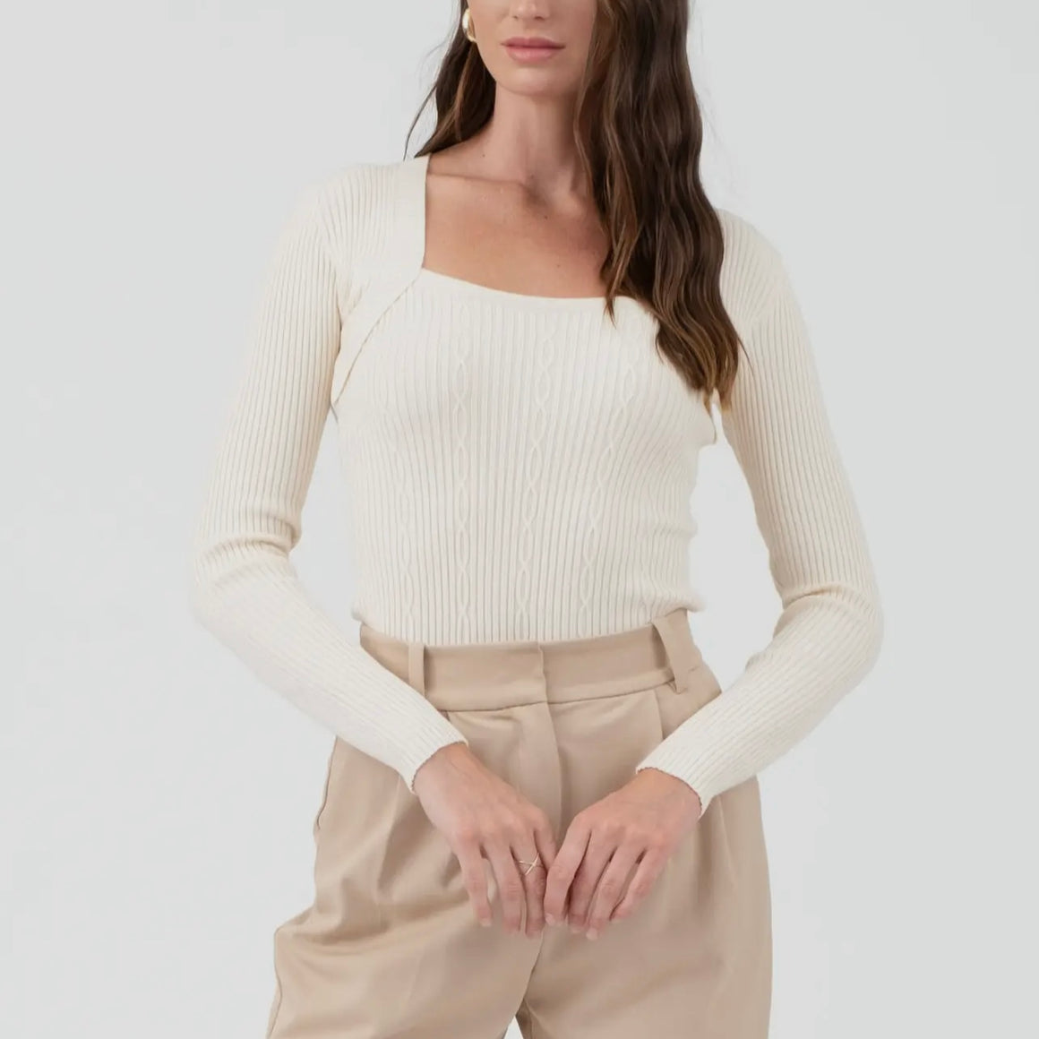 Kayla Cable Knit Square Neck Top (2 Colors)