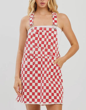 Game Day Checkered Overall Dress