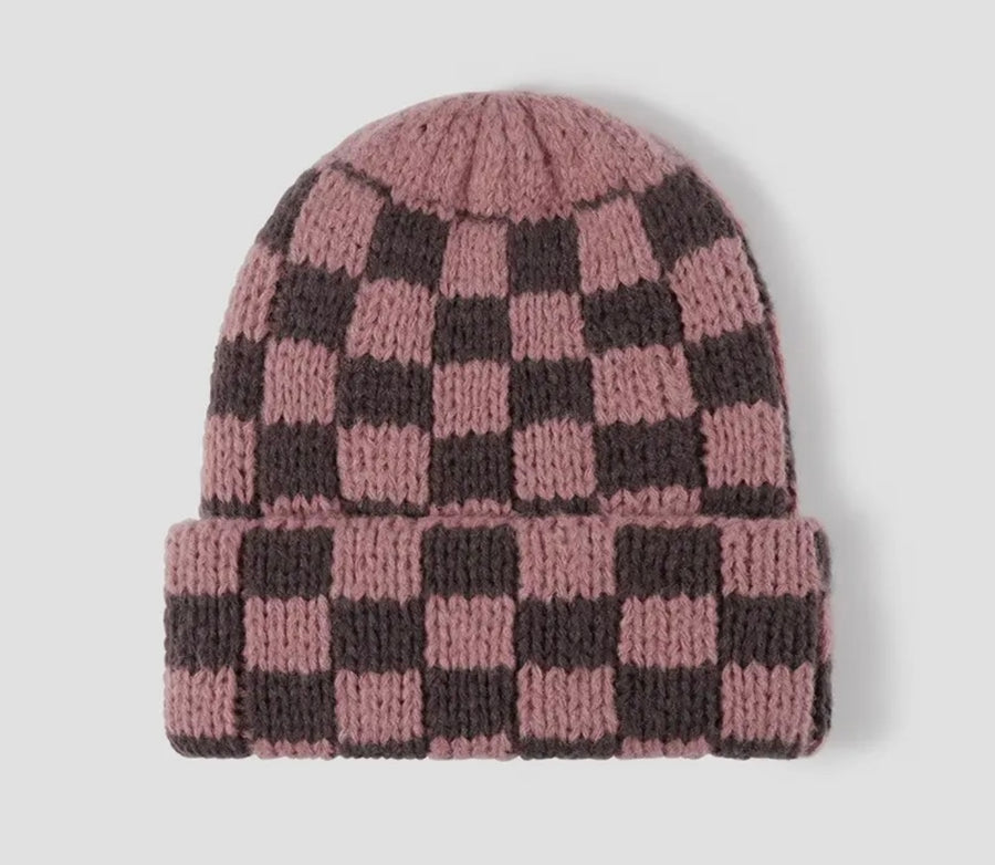 PBF Checkered Soft Plush Beanie Hat