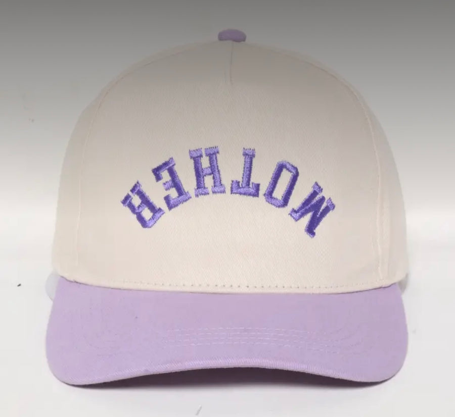 Mother Embroidered Two Tone Purple Hat