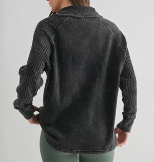 Tenney Waffle Knit Black Henley