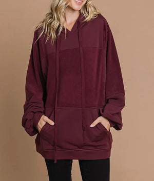 Hazel Hooded Burgundy Top