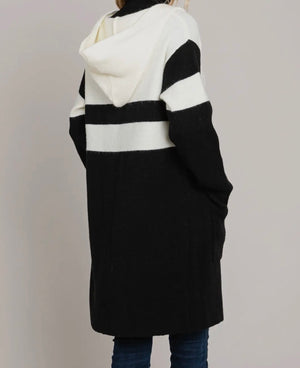 Madden Black & White Hooded Cardigan