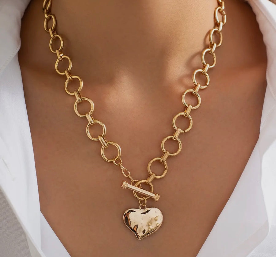Gold Heart Toggle Necklace