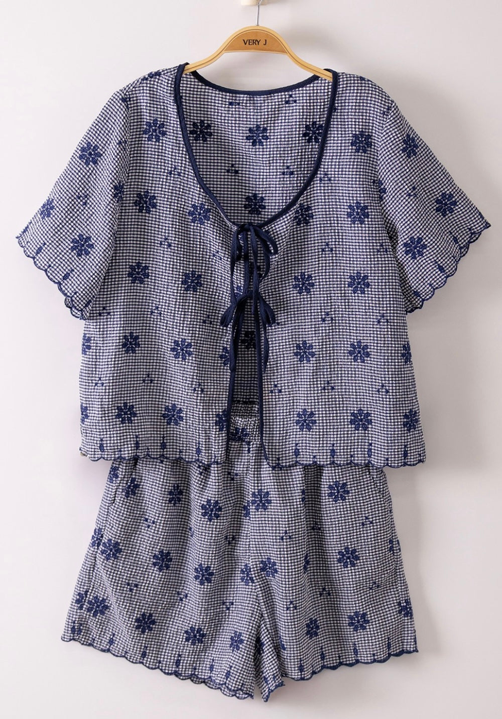 Goldie Floral Embroidery Tie Front Set