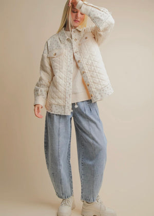 Sweet Floral Printed Contrast Jacket
