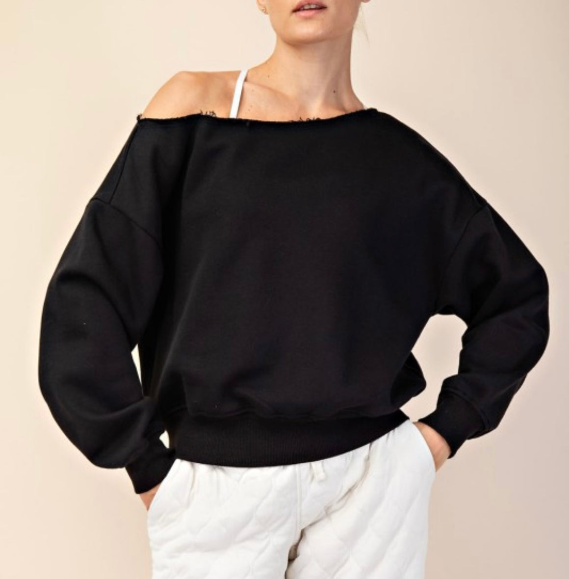 Celia French Terry Off Shoulder Top