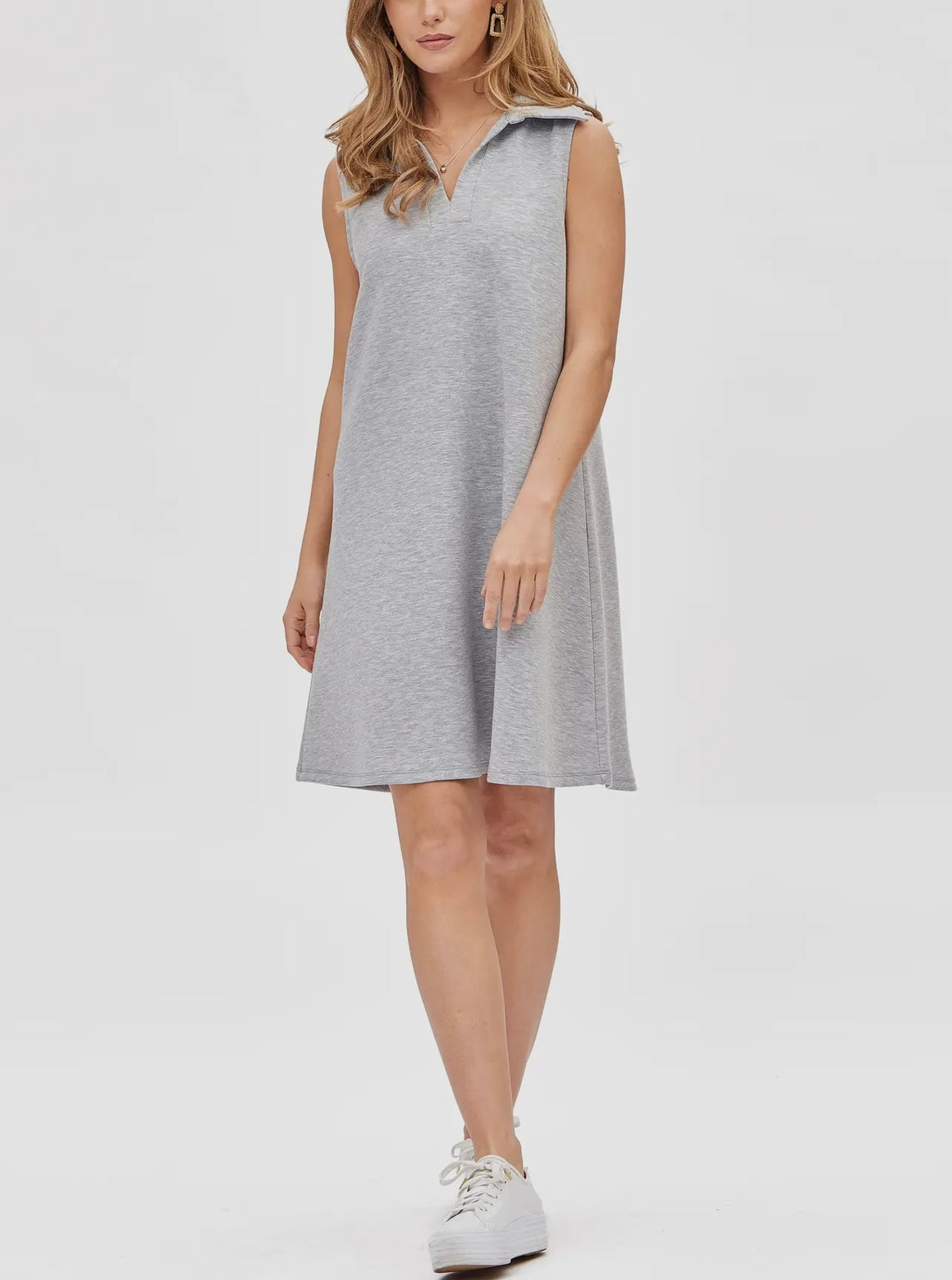 Game Day Collared Scuba Grey Dress