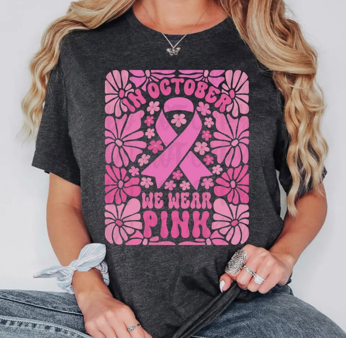 We Wear Pink Breast Cancer Awareness Graphic Tee