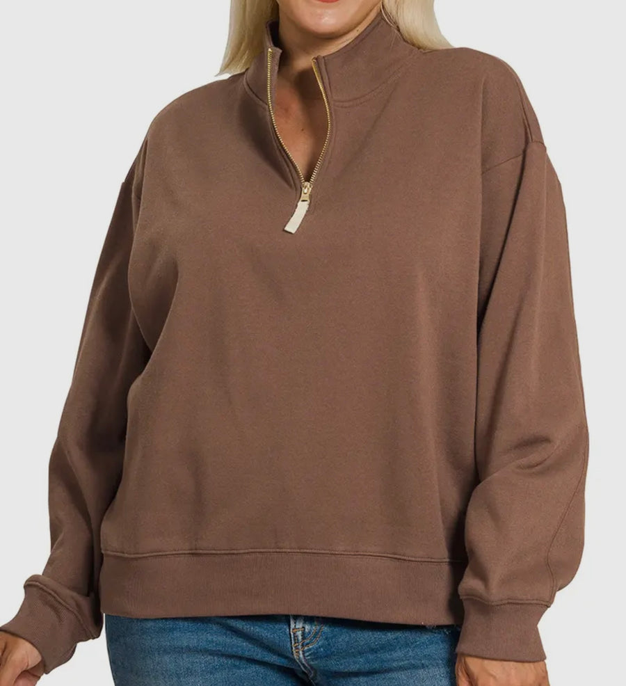 PBF Brown Quarter Zip Extended