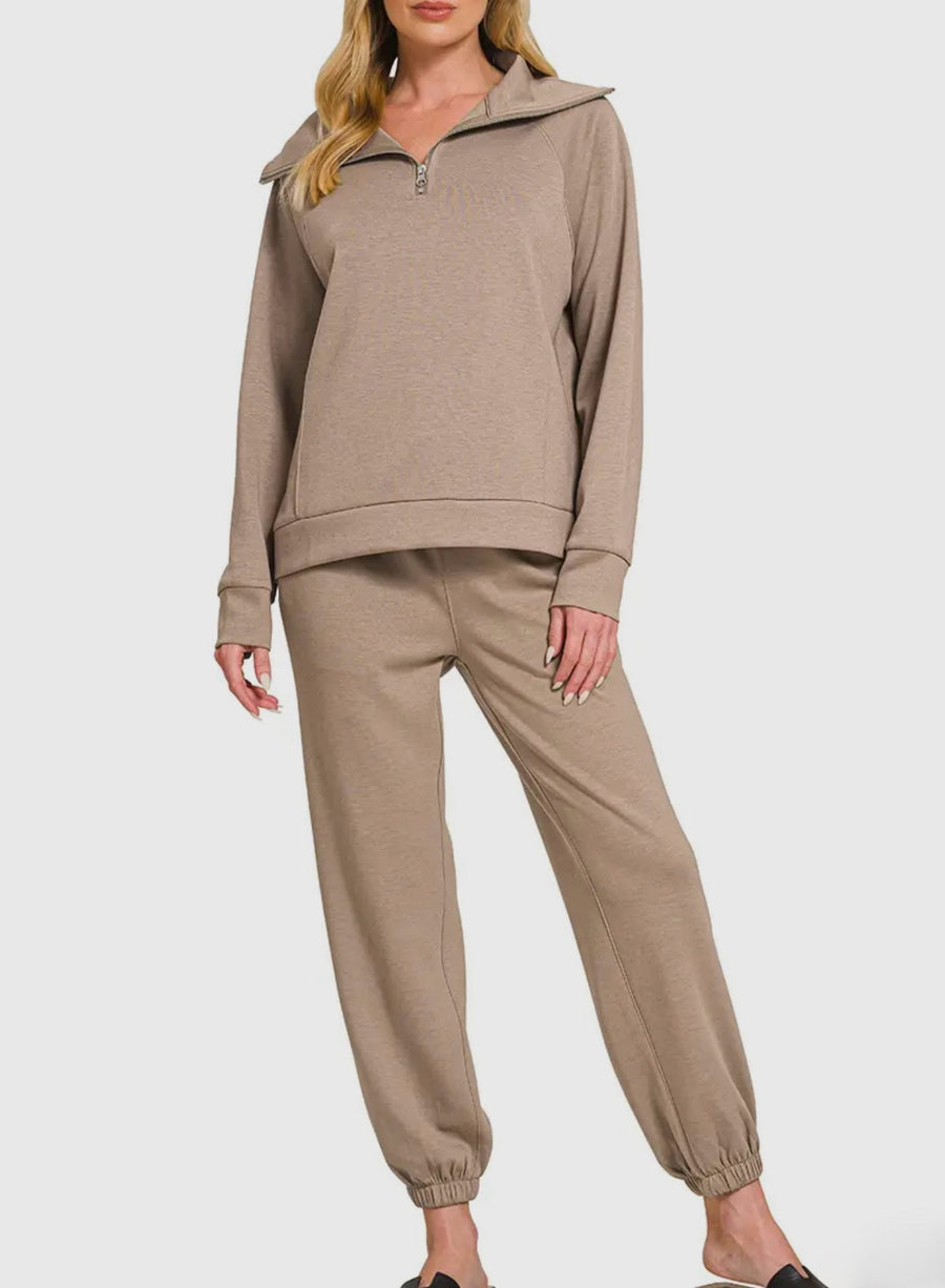 See Ya Scuba Top & Jogger Mocha Set