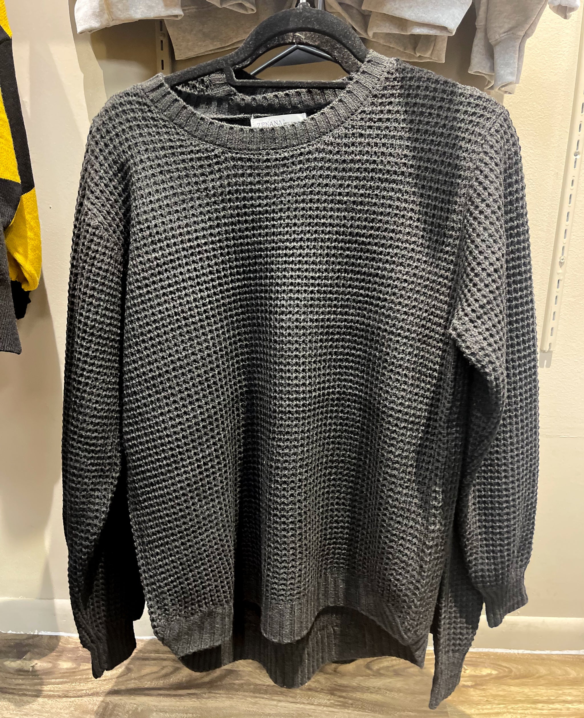 PBF Black Waffle Sweater