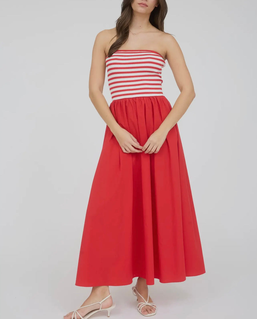Freedom Red Stripe Top Midi Dress