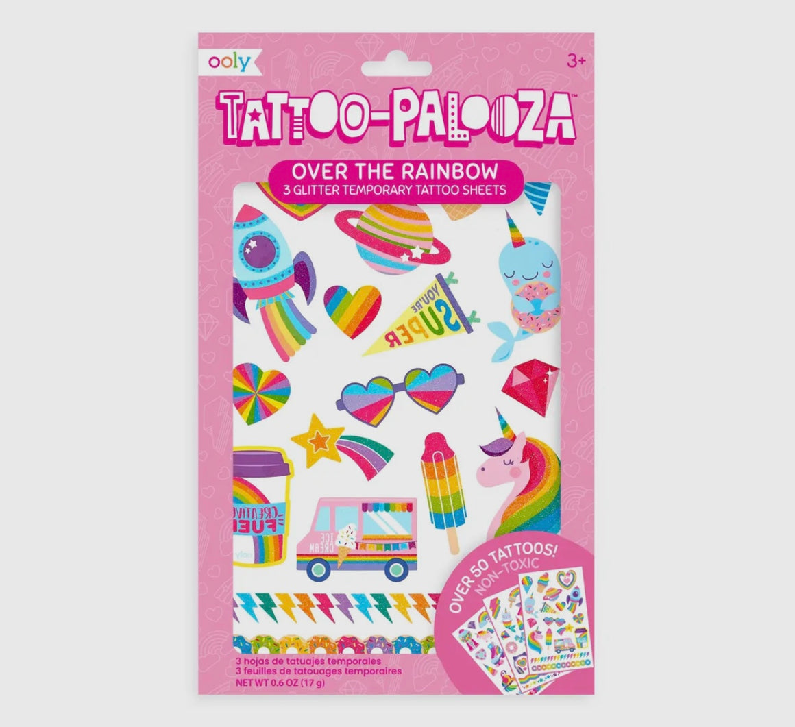 Tattoo Palooza Temporary Glitter Not Toxic Tattoos - Over The Rainbow