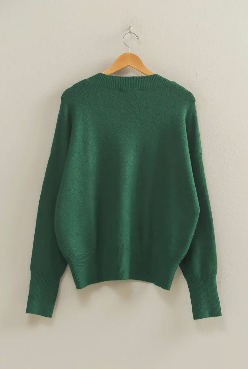 Evergreen Hills Oversized V Neck Sweater