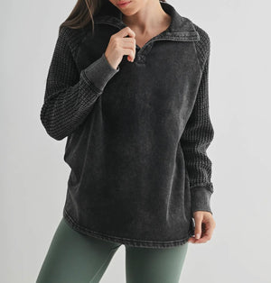 Tenney Waffle Knit Black Henley