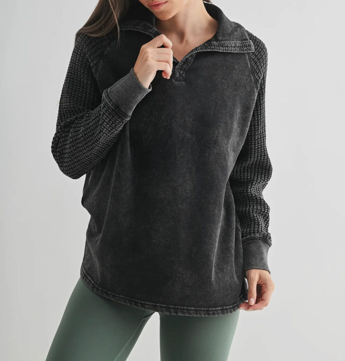 Tenney Waffle Knit Black Henley