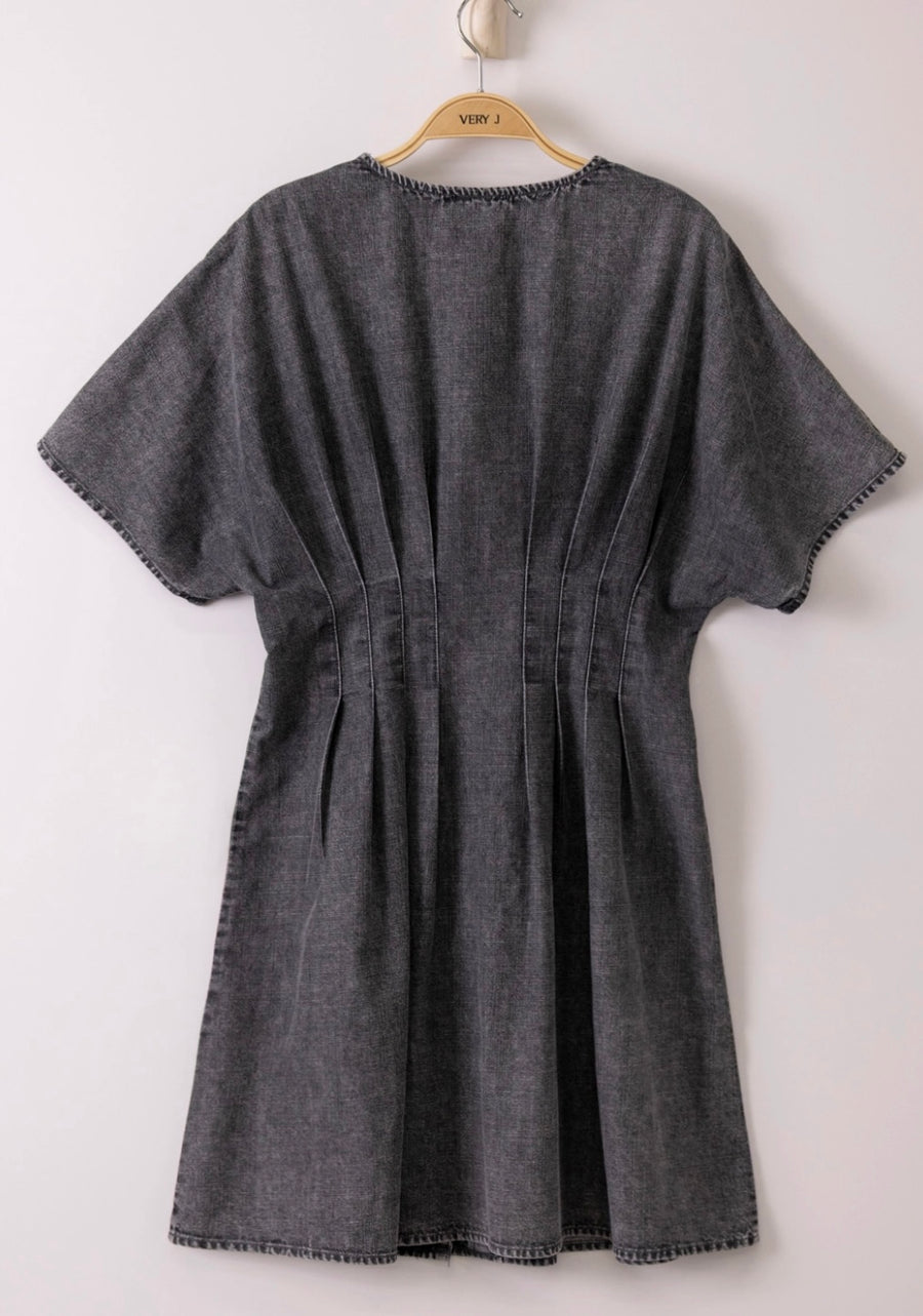 Pebby Black Chambray Dress