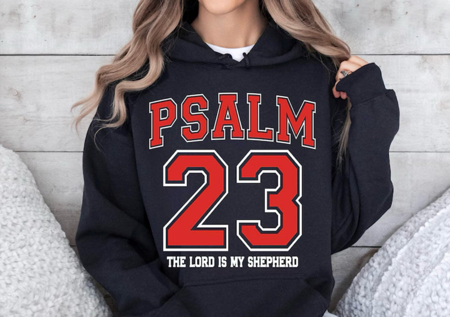 Psalm 23 Jersey Inspired Crewneck or Hooded Sweatshirt