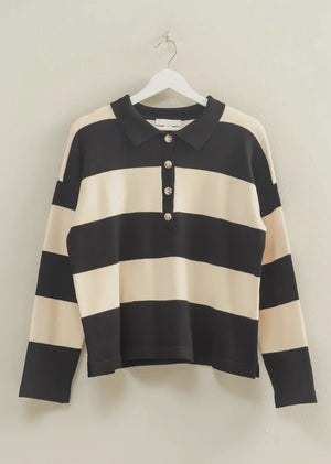 Berks Stripe Polo Collar Top
