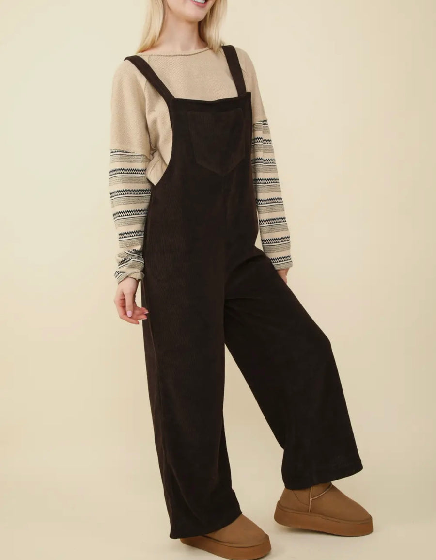 Viv Super Soft Black Corduroy Overalls