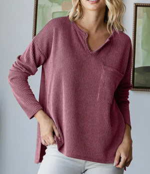 Indie Ribbed Front Pocket Top (2 Colors)