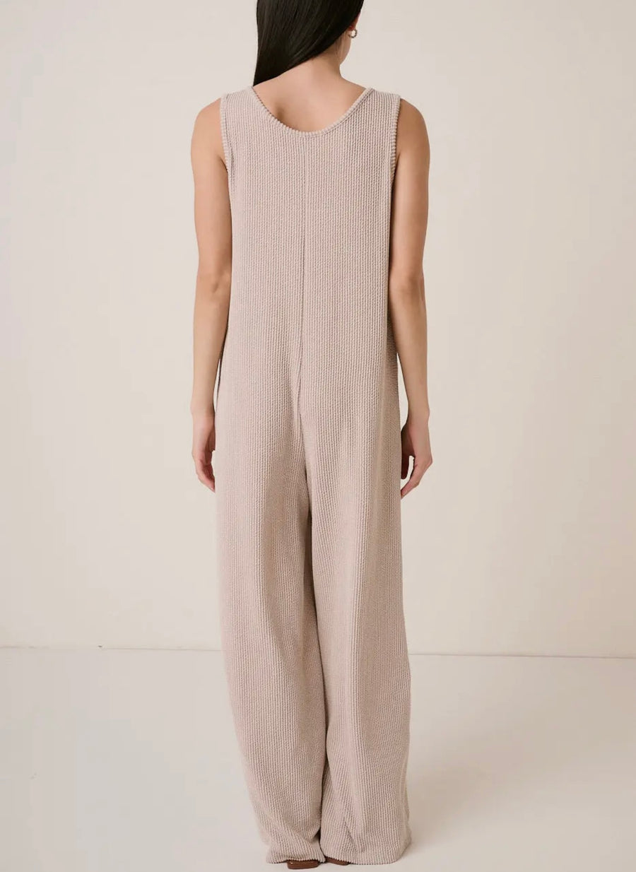 Benny Ribbed Taupe Jumpsuit