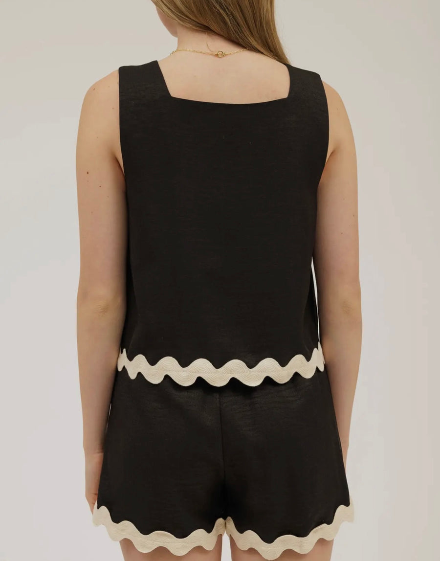 Mia Ric Rac Trim Black Set