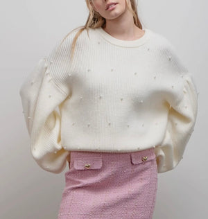 Silent Night Pearl Drop Shoulder Sweater