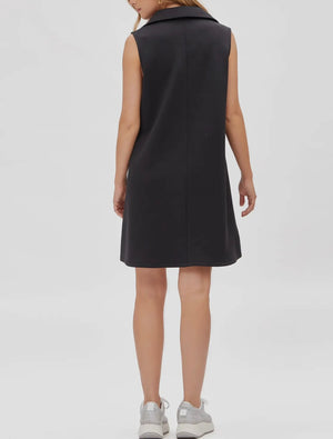 Game Day Collared Scuba Black Dress