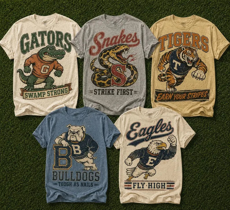 Custom Vintage School Spirit Tee or Crewneck