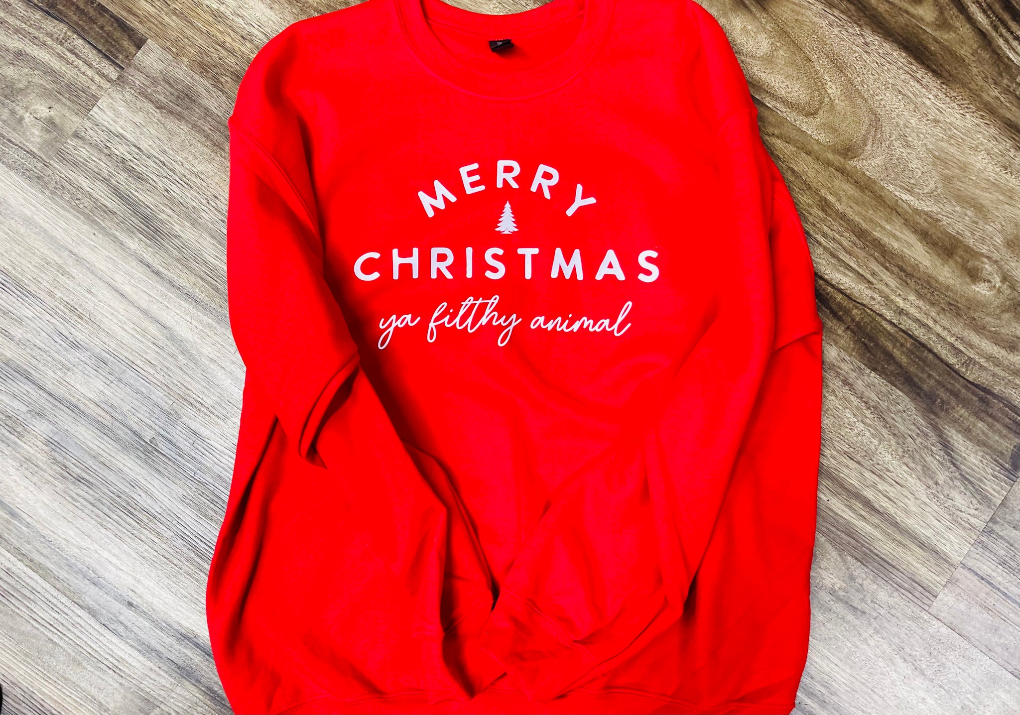 PBF Merry Christmas Ya Filthy Animal Crewneck