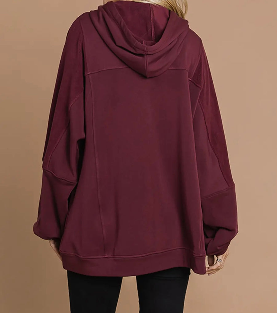 Hazel Hooded Burgundy Top