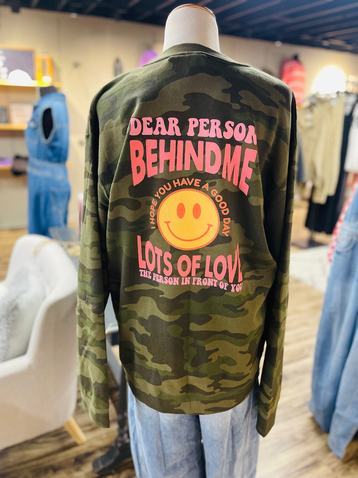 Camo Person Behind Me Crewneck Cardigan