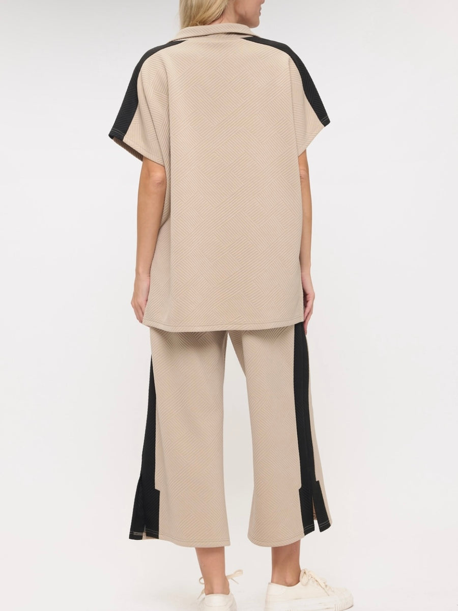 Mel Color Block Trimmed Two Piece Set