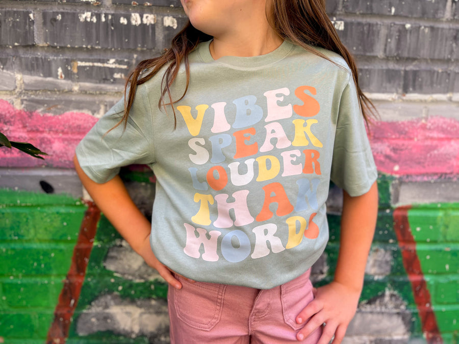 Vibes Speak Louder Than Words Youth Graphic T-Shirt