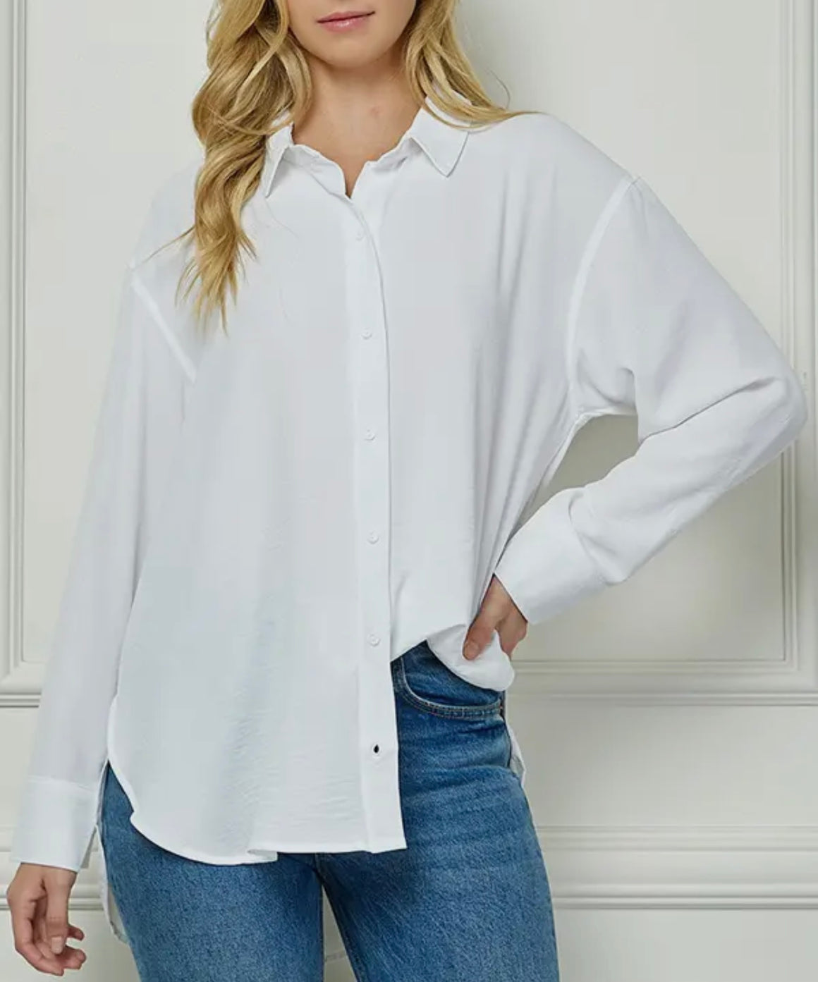 Frankie Boyfriend Light Flo Button Down Top