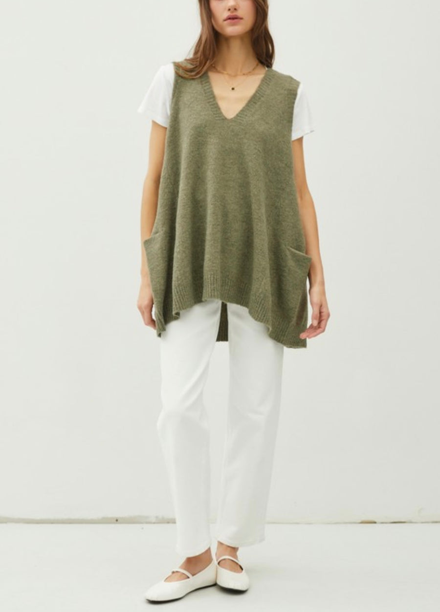 Henry Oversized V-Neck Soft Sweater Vest (2 Colors)