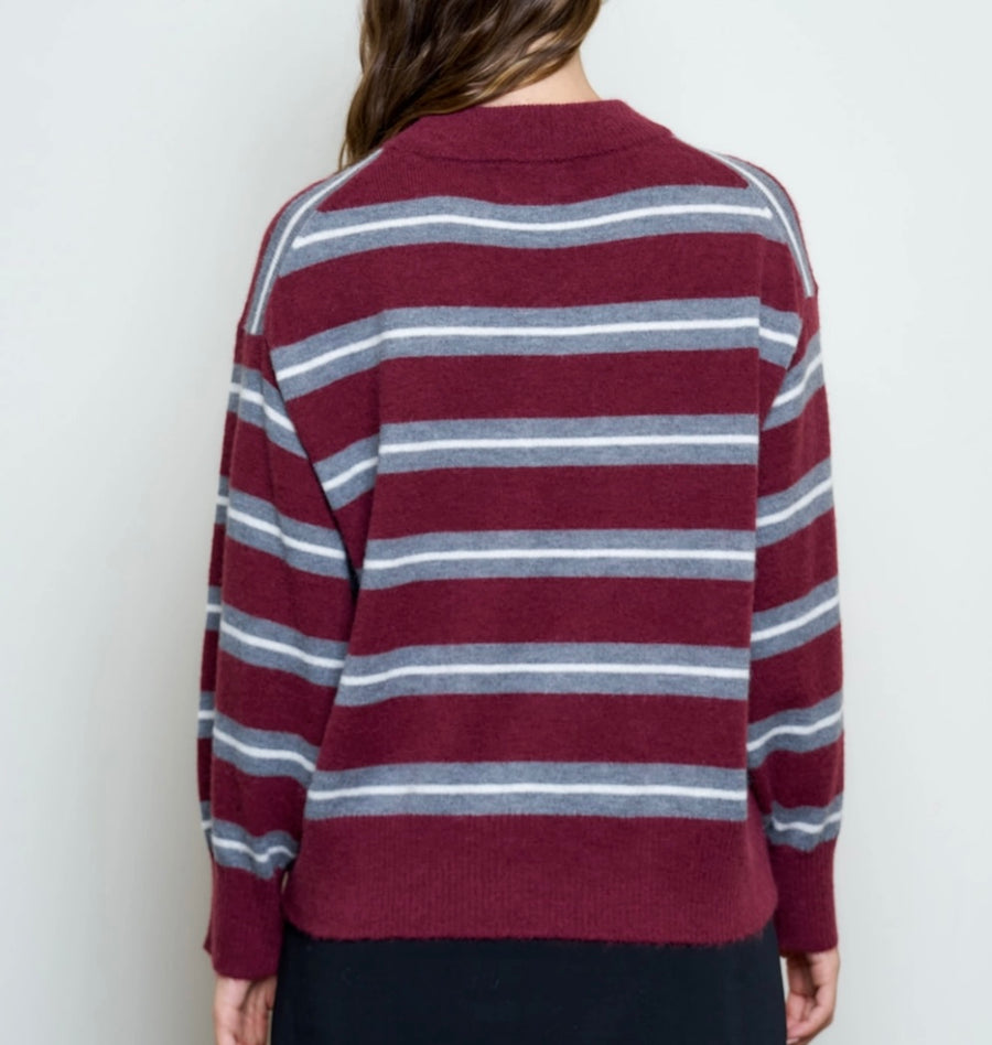 Nelson Burgundy Stripe Top