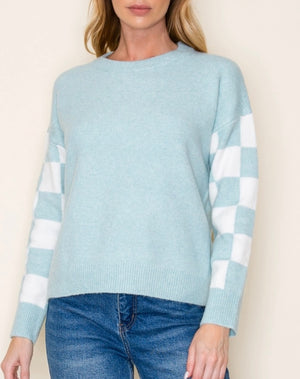 Blue Ivy Checkerboard Sleeve Sweater