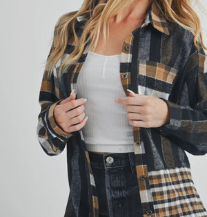 Gold & Black Plaid Flannel Top