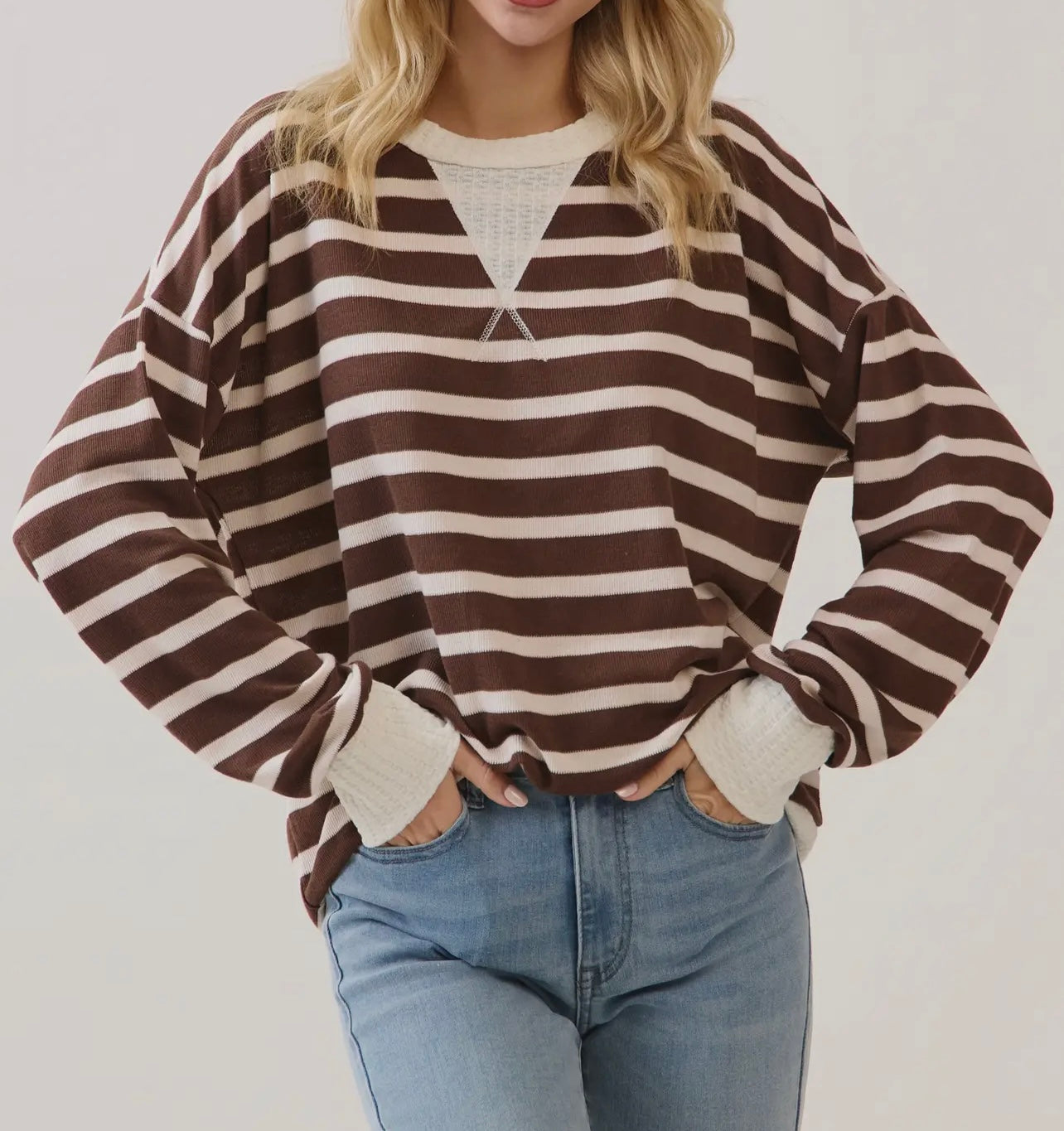 Josiah Stripped Brown & Ivory Top