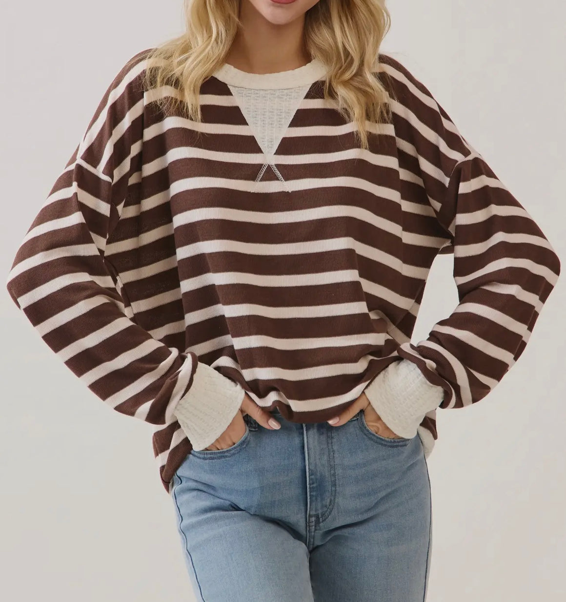 Josiah Stripped Brown & Ivory Top