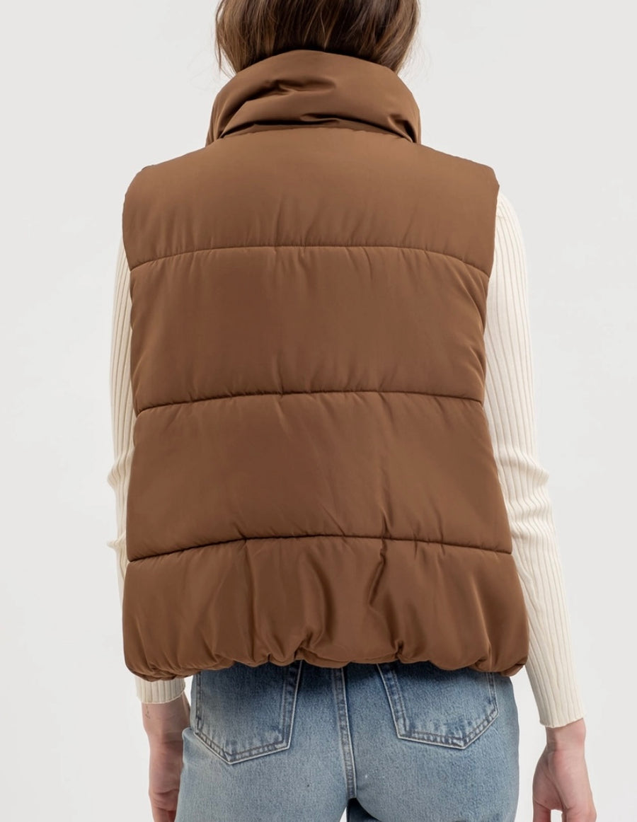 Zeva Brown Puffer Vest