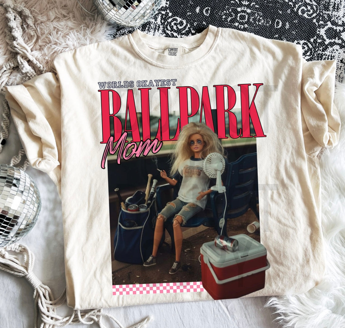 Worlds Okayest Ballpark Mom Tee