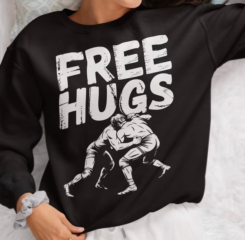 Free Hugs Wrestling Crewneck