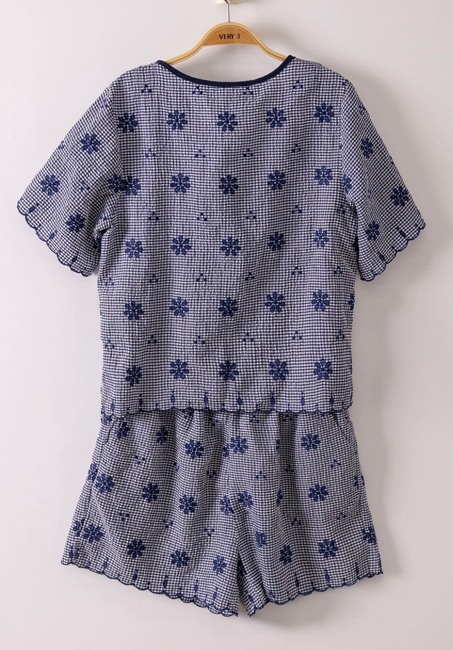 Goldie Floral Embroidery Tie Front Set